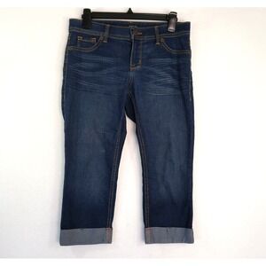 a.n.a A New Day Petite Denim Capri Jeans Womens 8P Cuffed Dark Wash Stretch‎